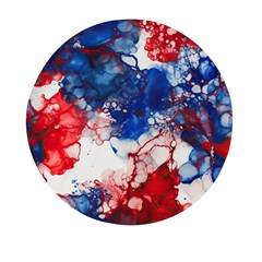 Red White And Blue Alcohol Ink American Patriotic  Flag Colors Alcohol Ink Mini Round Pill Box (pack Of 5) by PodArtist