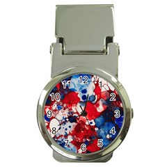 Red White And Blue Alcohol Ink France Patriotic Flag Colors Alcohol Ink  Money Clip Watches by PodArtist
