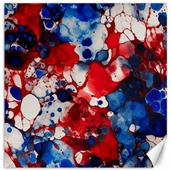 Red White And Blue Alcohol Ink France Patriotic Flag Colors Alcohol Ink  Canvas 16  X 16  by PodArtist