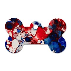 Red White And Blue Alcohol Ink France Patriotic Flag Colors Alcohol Ink  Dog Tag Bone (one Side) by PodArtist