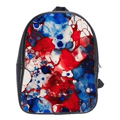 Red White And Blue Alcohol Ink France Patriotic Flag Colors Alcohol Ink  School Bag (large) by PodArtist