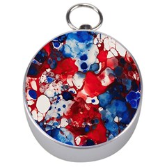 Red White And Blue Alcohol Ink France Patriotic Flag Colors Alcohol Ink  Silver Compasses by PodArtist