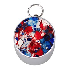 Red White And Blue Alcohol Ink France Patriotic Flag Colors Alcohol Ink  Mini Silver Compasses by PodArtist