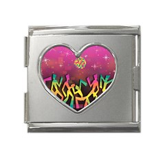 Dancing Colorful Disco Mega Link Heart Italian Charm (18mm) by Bajindul