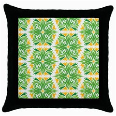 Green Pattern Retro Wallpaper Throw Pillow Case (black) by Bajindul