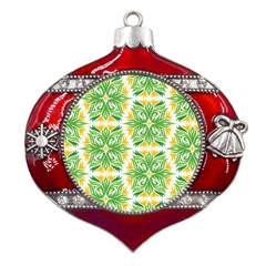 Green Pattern Retro Wallpaper Metal Snowflake And Bell Red Ornament by Bajindul