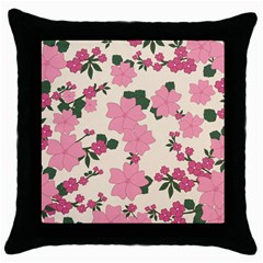 Floral Vintage Flowers Throw Pillow Case (black)