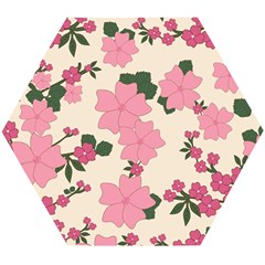 Floral Vintage Flowers Wooden Puzzle Hexagon