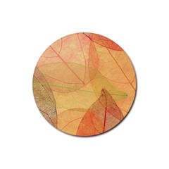 Leaves Patterns Colorful Leaf Pattern Rubber Round Coaster (4 pack)