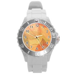 Leaves Patterns Colorful Leaf Pattern Round Plastic Sport Watch (l)