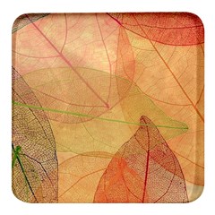 Leaves Patterns Colorful Leaf Pattern Square Glass Fridge Magnet (4 pack)