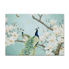 Couple Peacock Bird Spring White Blue Art Magnolia Fantasy Flower Sticker A4 (100 Pack) by Ndabl3x