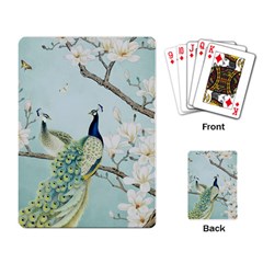 Couple Peacock Bird Spring White Blue Art Magnolia Fantasy Flower Playing Cards Single Design (rectangle) by Ndabl3x