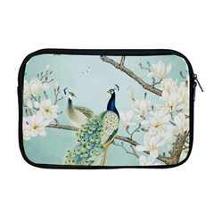 Couple Peacock Bird Spring White Blue Art Magnolia Fantasy Flower Apple Macbook Pro 17  Zipper Case by Ndabl3x