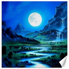 Bright Full Moon Painting Landscapes Scenery Nature Canvas 16  X 16  by Ndabl3x