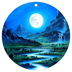 Bright Full Moon Painting Landscapes Scenery Nature Uv Print Acrylic Ornament Round by Ndabl3x