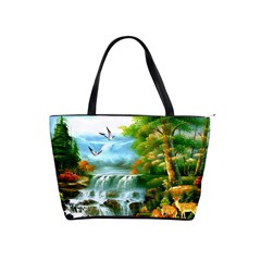 Paradise Forest Painting Bird Deer Waterfalls Classic Shoulder Handbag by Ndabl3x