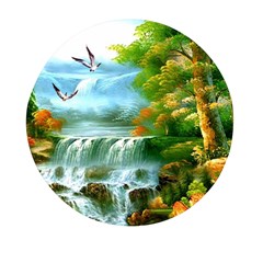 Paradise Forest Painting Bird Deer Waterfalls Mini Round Pill Box (pack Of 5) by Ndabl3x