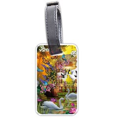 Garden Of Paradise Butterfly Swan Bird Painting Gazebo, Peacock Flower Luggage Tag (one Side) by Ndabl3x