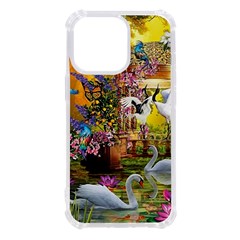 Garden Of Paradise Butterfly Swan Bird Painting Gazebo, Peacock Flower Iphone 13 Pro Tpu Uv Print Case by Ndabl3x