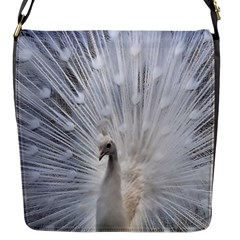 White Peacock Bird Flap Closure Messenger Bag (s) by Ndabl3x