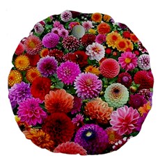 Flowers Colorful Garden Nature Large 18  Premium Flano Round Cushions by Ndabl3x