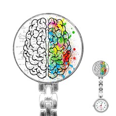 Brain Mind Psychology Idea Drawing Short Overalls Stainless Steel Nurses Watch