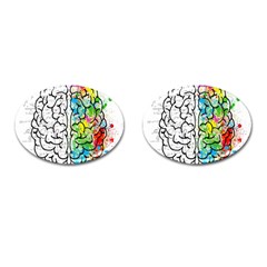 Brain Mind Psychology Idea Drawing Short Overalls Cufflinks (oval) by Azkajaya