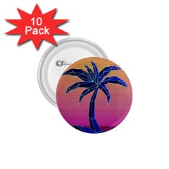 Abstract 3d Art Holiday Island Palm Tree Pink Purple Summer Sunset Water 1 75  Buttons (10 Pack)