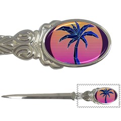 Abstract 3d Art Holiday Island Palm Tree Pink Purple Summer Sunset Water Letter Opener