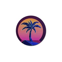 Abstract 3d Art Holiday Island Palm Tree Pink Purple Summer Sunset Water Golf Ball Marker (10 Pack)