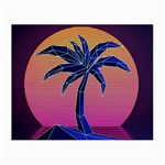 Abstract 3d Art Holiday Island Palm Tree Pink Purple Summer Sunset Water Small Glasses Cloth (2 Sides) Back