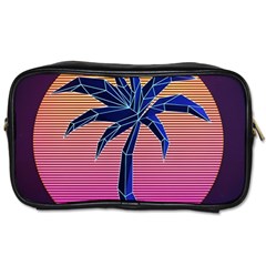 Abstract 3d Art Holiday Island Palm Tree Pink Purple Summer Sunset Water Toiletries Bag (one Side) by Cemarart