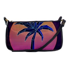 Abstract 3d Art Holiday Island Palm Tree Pink Purple Summer Sunset Water Shoulder Clutch Bag