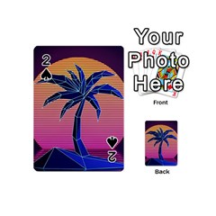 Abstract 3d Art Holiday Island Palm Tree Pink Purple Summer Sunset Water Playing Cards 54 Designs (mini)