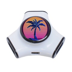 Abstract 3d Art Holiday Island Palm Tree Pink Purple Summer Sunset Water 3-port Usb Hub