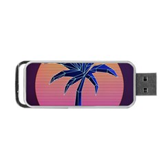 Abstract 3d Art Holiday Island Palm Tree Pink Purple Summer Sunset Water Portable Usb Flash (two Sides)