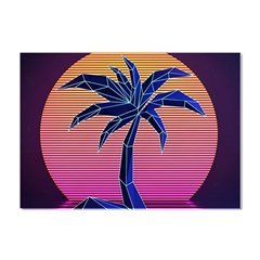 Abstract 3d Art Holiday Island Palm Tree Pink Purple Summer Sunset Water Crystal Sticker (a4)