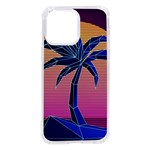 Abstract 3d Art Holiday Island Palm Tree Pink Purple Summer Sunset Water iPhone 14 Pro Max TPU UV Print Case Front