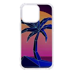 Abstract 3d Art Holiday Island Palm Tree Pink Purple Summer Sunset Water Iphone 13 Pro Tpu Uv Print Case by Cemarart