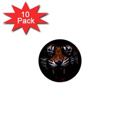 Tiger Angry Nima Face Wild 1  Mini Buttons (10 pack) 