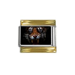 Tiger Angry Nima Face Wild Gold Trim Italian Charm (9mm) by Cemarart