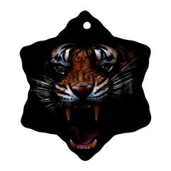 Tiger Angry Nima Face Wild Snowflake Ornament (two Sides)