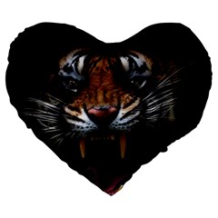 Tiger Angry Nima Face Wild Large 19  Premium Heart Shape Cushions