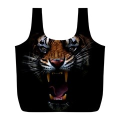 Tiger Angry Nima Face Wild Full Print Recycle Bag (L)