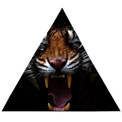 Tiger Angry Nima Face Wild Wooden Puzzle Triangle by Cemarart