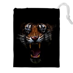 Tiger Angry Nima Face Wild Drawstring Pouch (4xl) by Cemarart