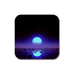 Sunset Colorful Nature Night Purple Star Rubber Square Coaster (4 Pack)