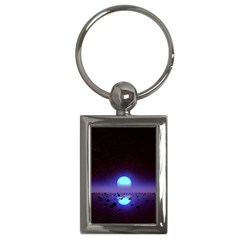 Sunset Colorful Nature Night Purple Star Key Chain (rectangle)