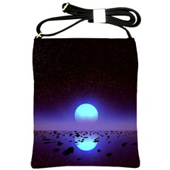 Sunset Colorful Nature Night Purple Star Shoulder Sling Bag by Cemarart